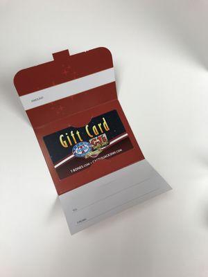 Gift cards with self-enclosed packages are classics.