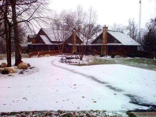 The house is beautiful any time of year.  Cozy up in the winter next to our of our wood-burning fireplaces.