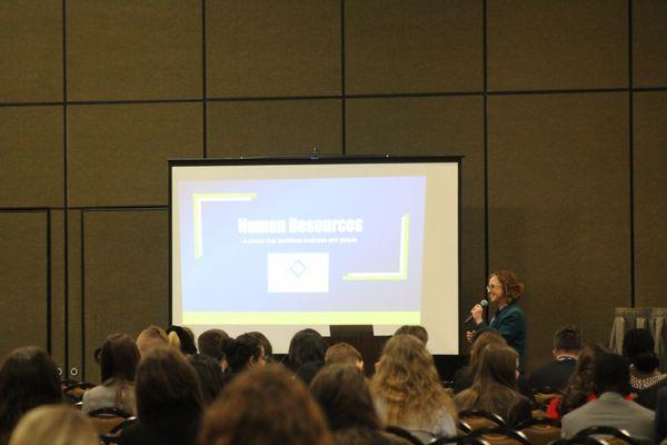 Speaking at the State FBLA Conference on careers in HR