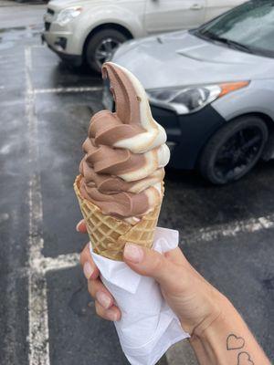 Soft service twist in a waffle cone!