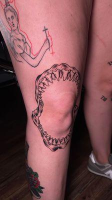 Shark jaw tattoo by JR