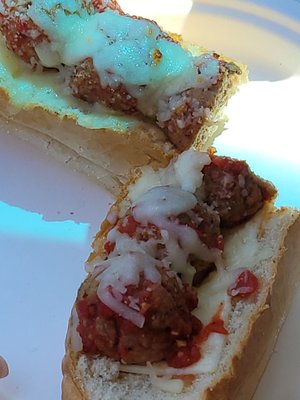 Meatball sub, with cheese $10