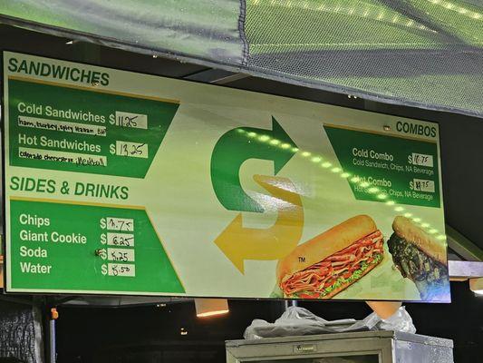 $11.25 subway sandwich (NOT footlong) $19.75 sandwich combo!!!! "Subway" inside the stadium!!!  SHAME ON SUBWAY!