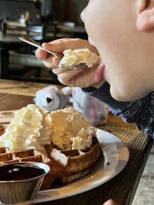 Waffle with custard