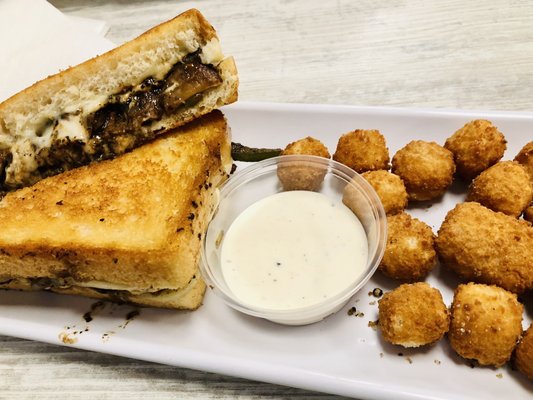 Cheesesteak Melt with Pepper Jack Cheese Curds!