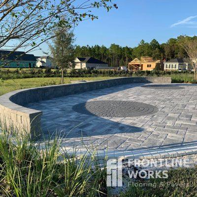 Paver Patio with Bluestone and Romanesque Circle