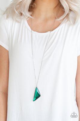 $5.00 Sliver Long Green Necklace Set With Free Tassel Earrings