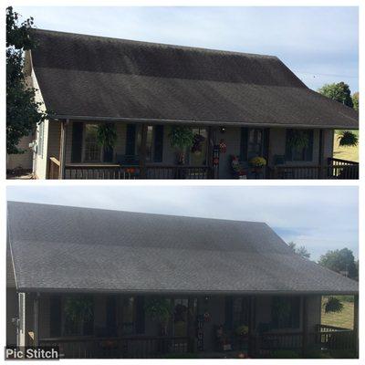 Roof that we safely restored with our no pressure method.