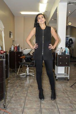 Zip front vest with bling zipper Style # 1235