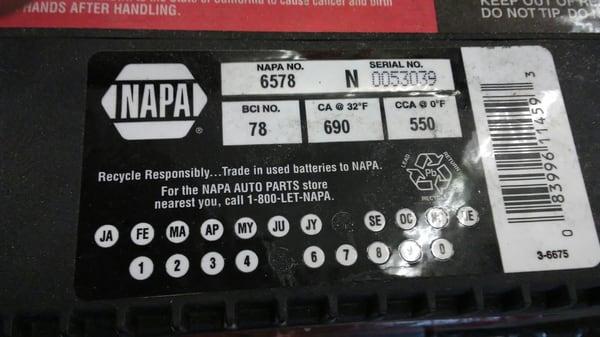 This is napas junk battery clearly punched with the purchase dates and it has a serial number as well so no reason not to warranty