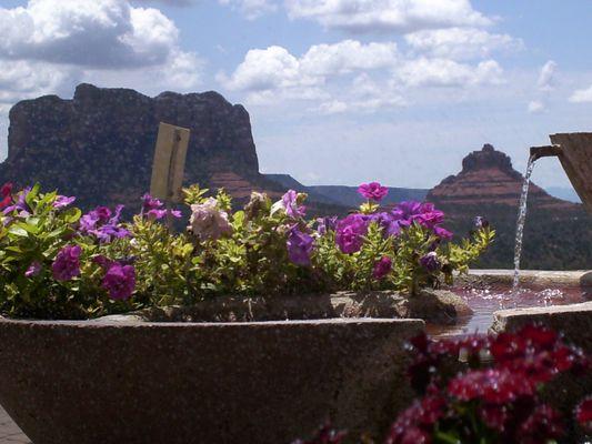 Chapel of the Holy Cross with view of Bell Rock