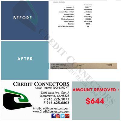 Another happy client $644 Removed from your credit report due to inaccuracies