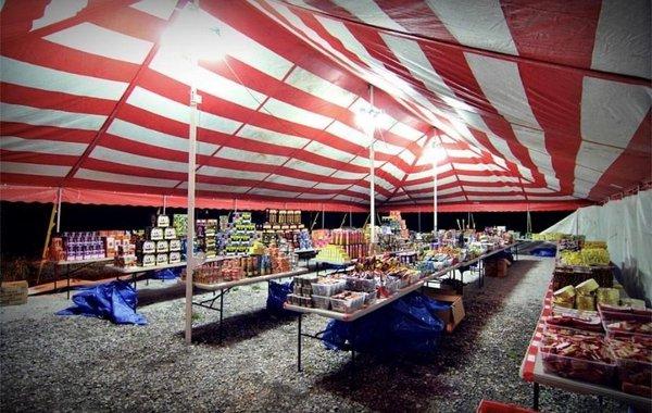 Fireworks under the American Flag tent