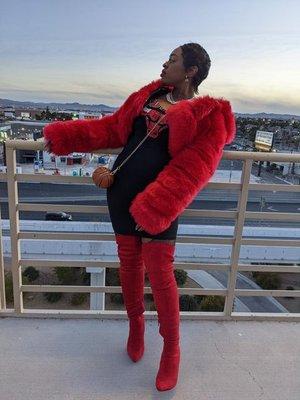 Red Fur Coat by mint leafe boutique