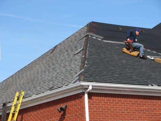 Roofing in progress