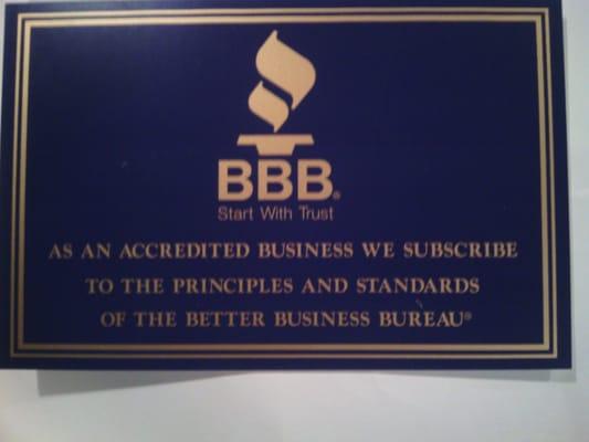 Accredited Business:  Better Business Bureau