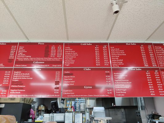 Updated menu prices 2021