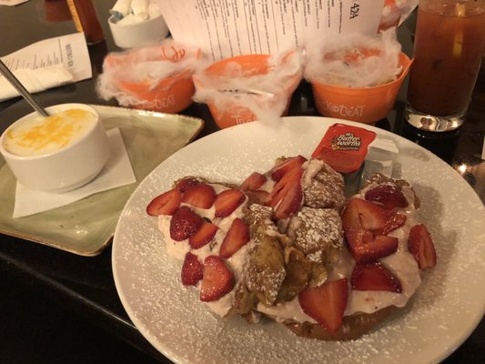 Strawberry Stuffed French Toast and grits!