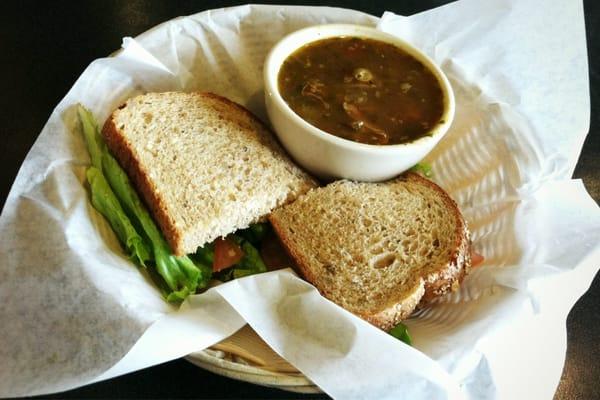 Chicken salad sandwich and southwest chicken soup. The sandwich was pretty average, but the soup was delicious!