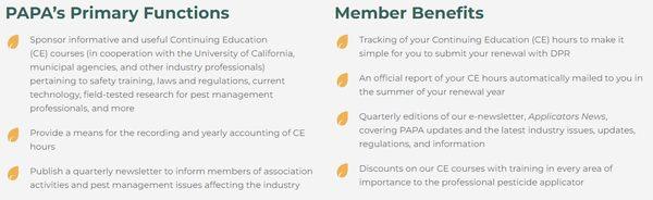 PAPA Functions & Member Benefits