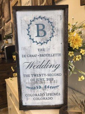 Gorgeous sign as wedding gift