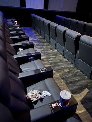 Theater was never cleaned before our movie and we were the first movie of the day.