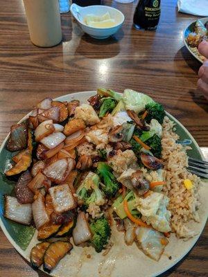 Veggie platter with fried rice