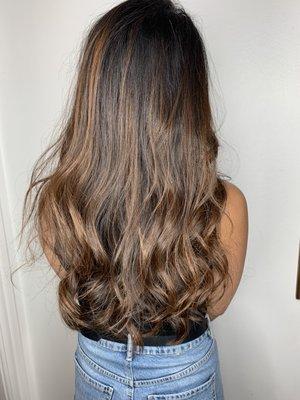 Brunette baby lights balayage