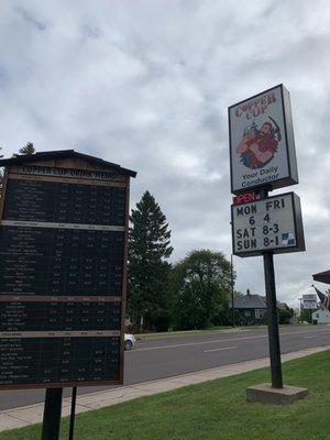 Sign and menu