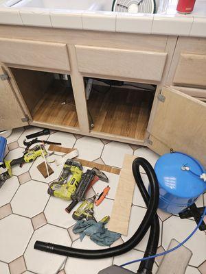 sink cabinet floor replacement