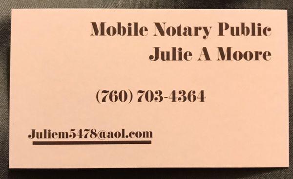 Julie A Moore Mobile Notary Public