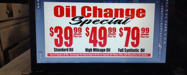 Unbeatable oil change prices.