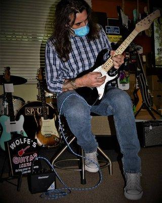 Rob being silly with a mini guitar and amp! (Or is he just really big?!)

 We have tons of options for you and even your little ones!