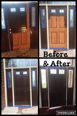 Before and after stained doors