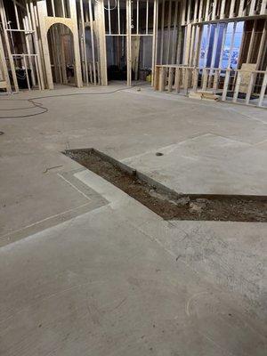 Cut concrete out for plumbing