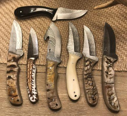 Variety of Damascus knives