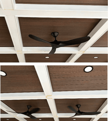 We helped our customer with back-porch remodel. We wired for and installed ceiling fans and wafer LED lights.