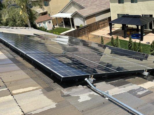 Steel mesh around solar panels