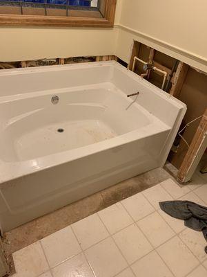 Removed old jacuzzi tub and installed new 42"  tub.