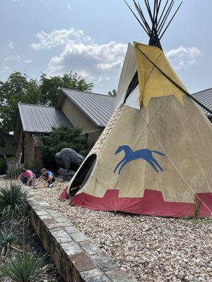 On their "dig" outside the museum- tools provided to add to the fun of the arrowhead discovery!