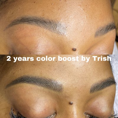 2 years color boost .   She wish her color brows are more defined and darker.