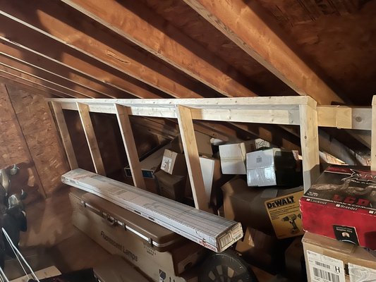 Rafter support in attic