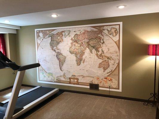 Map mural project in basement