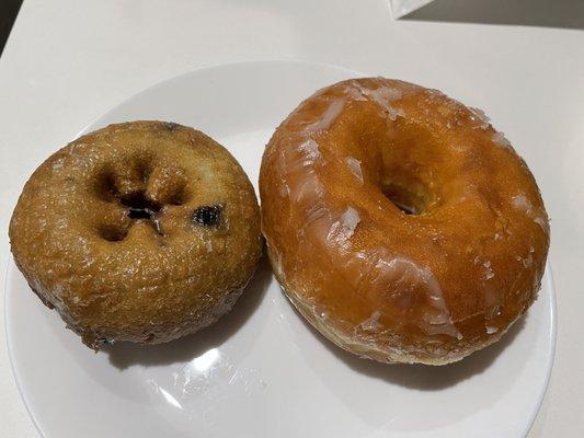 Blueberry and glazed donuts