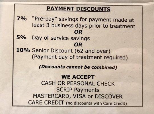 Payment Discounts