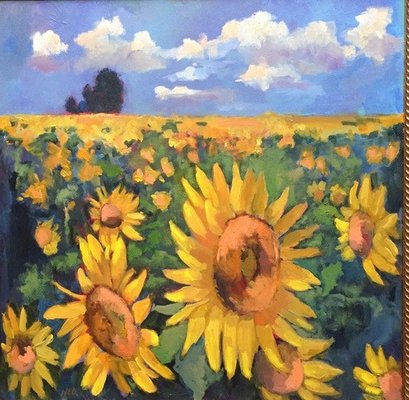 "Sunflower Field" an oil painting by Nancy Lee Davis.