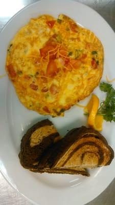 Spanish Frittata, with bacon, cheddar, tomatos and scallions