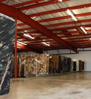 Mystic's new showroom features an indoor slab selection area. Locate the perfect countertop surface!