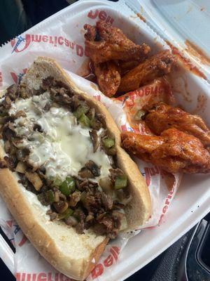 Beef Philly and 5pc Wings Combo