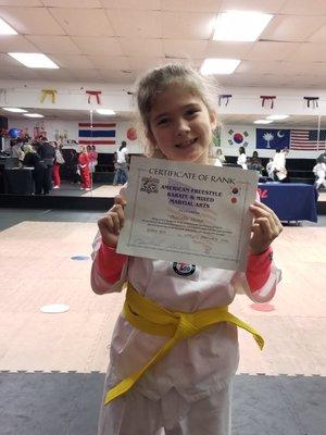 Natalie's yellow belt promotion!